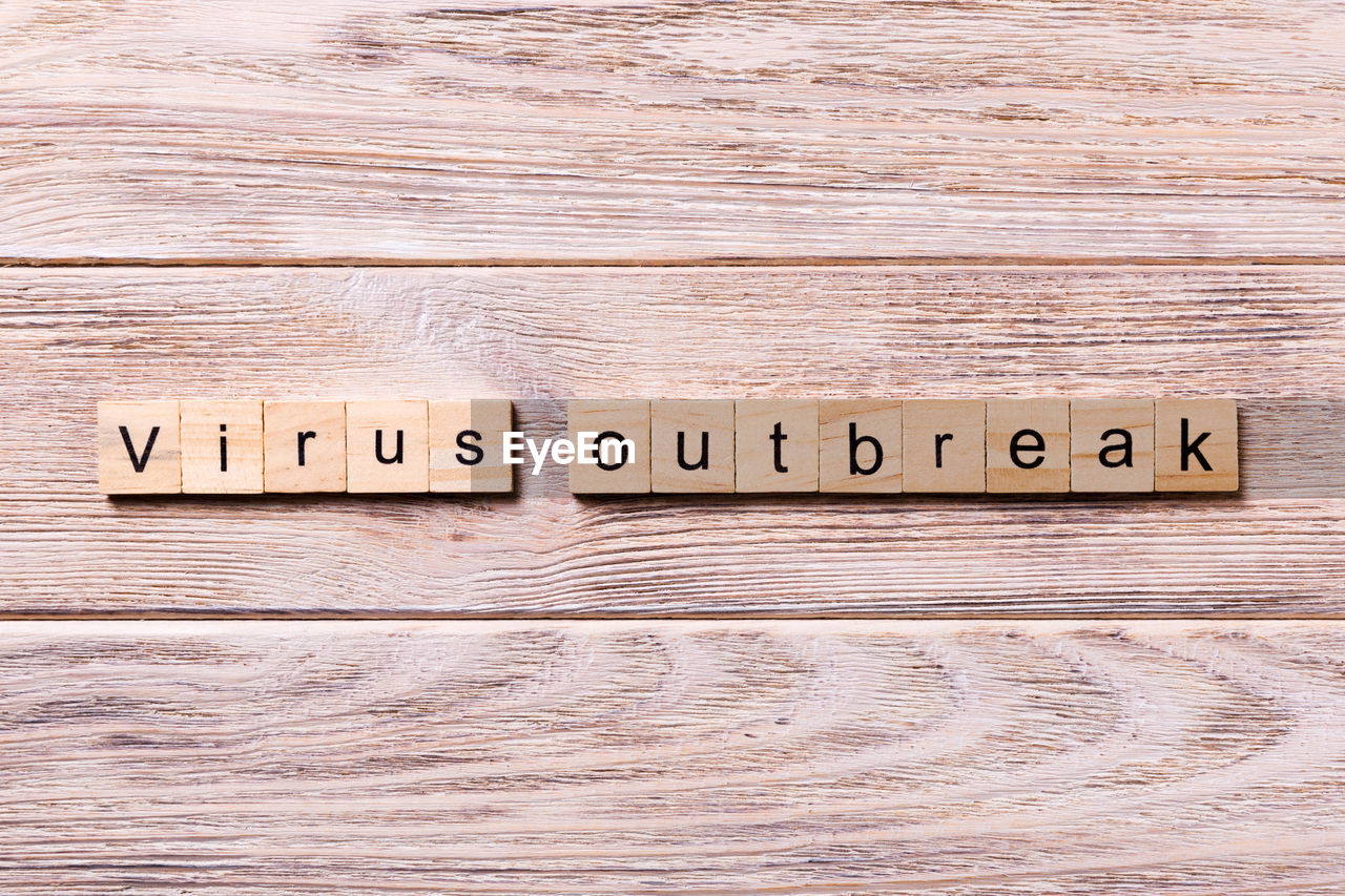 HIGH ANGLE VIEW OF TEXT ON WOOD