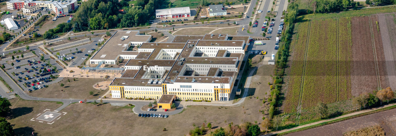 Gifhorn, germany, september 16, 2018,aerial photograph of the hospital of  gifhorn