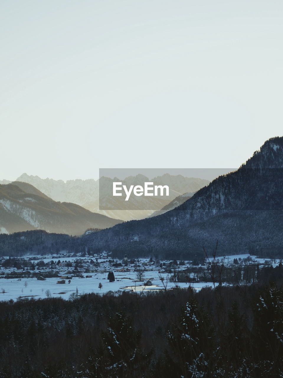 Scenic view of mountains against clear sky