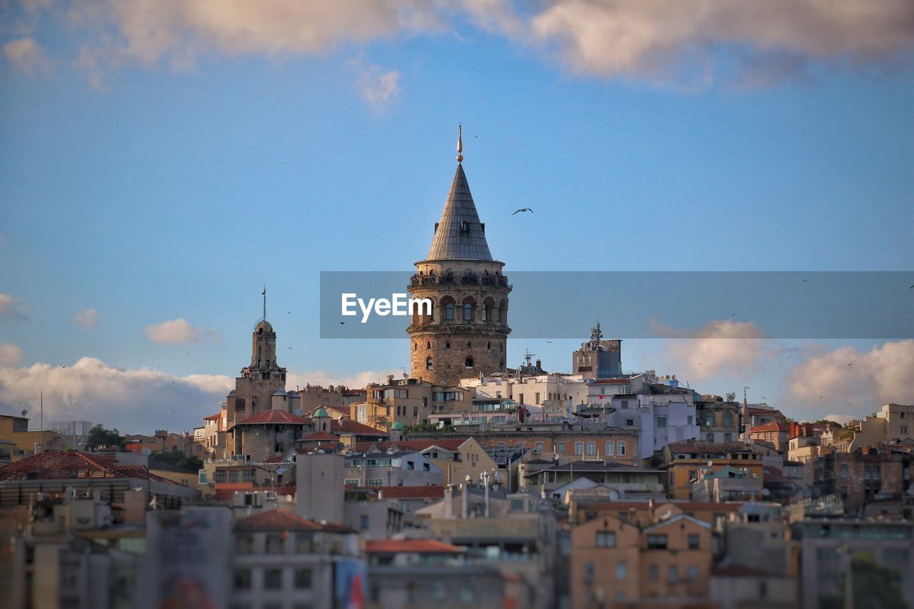 Galata tower against sky in city