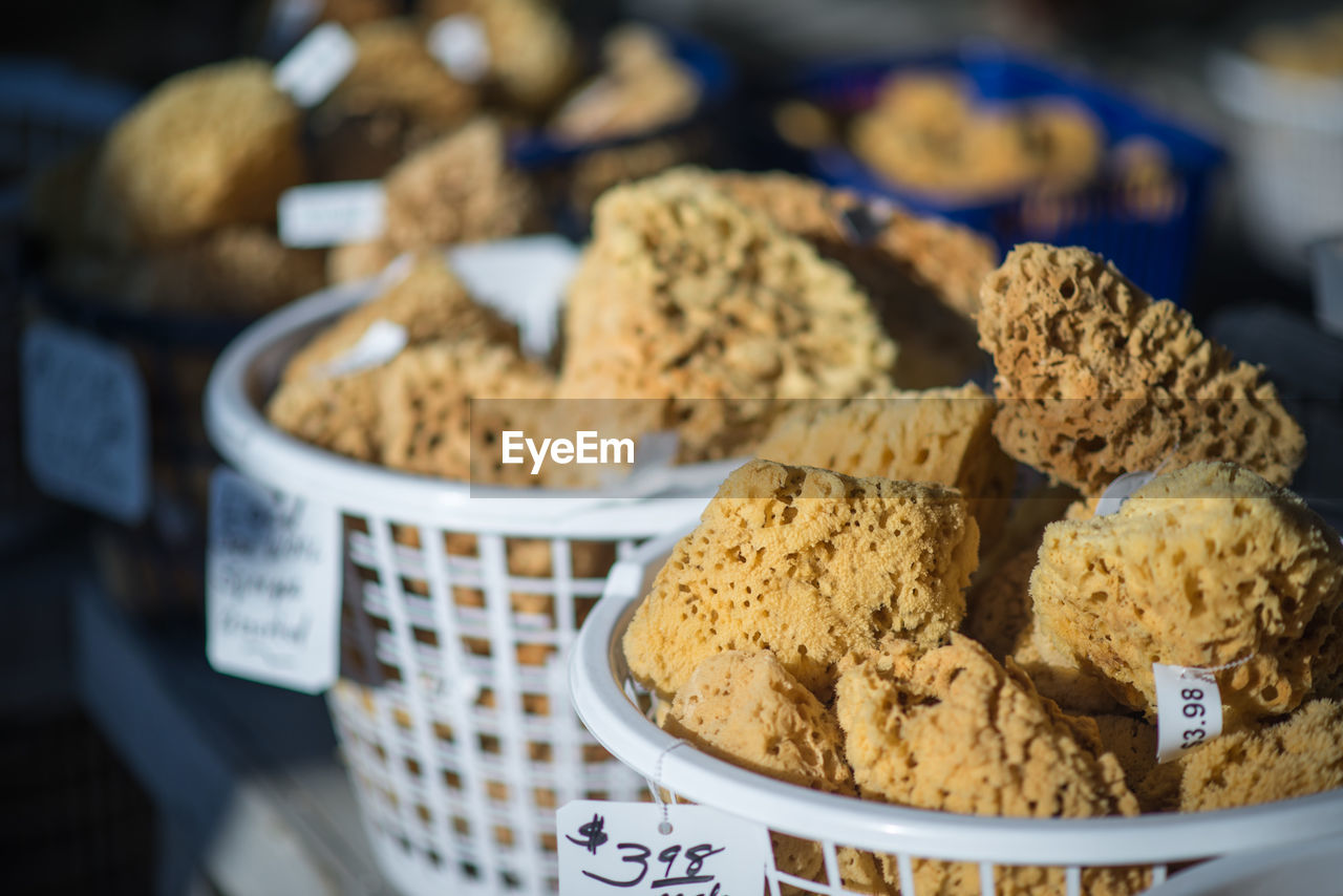 Close-up of bread in bowls