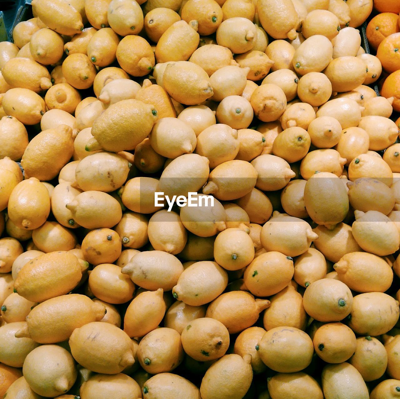 Full frame shot of lemons at market for sale