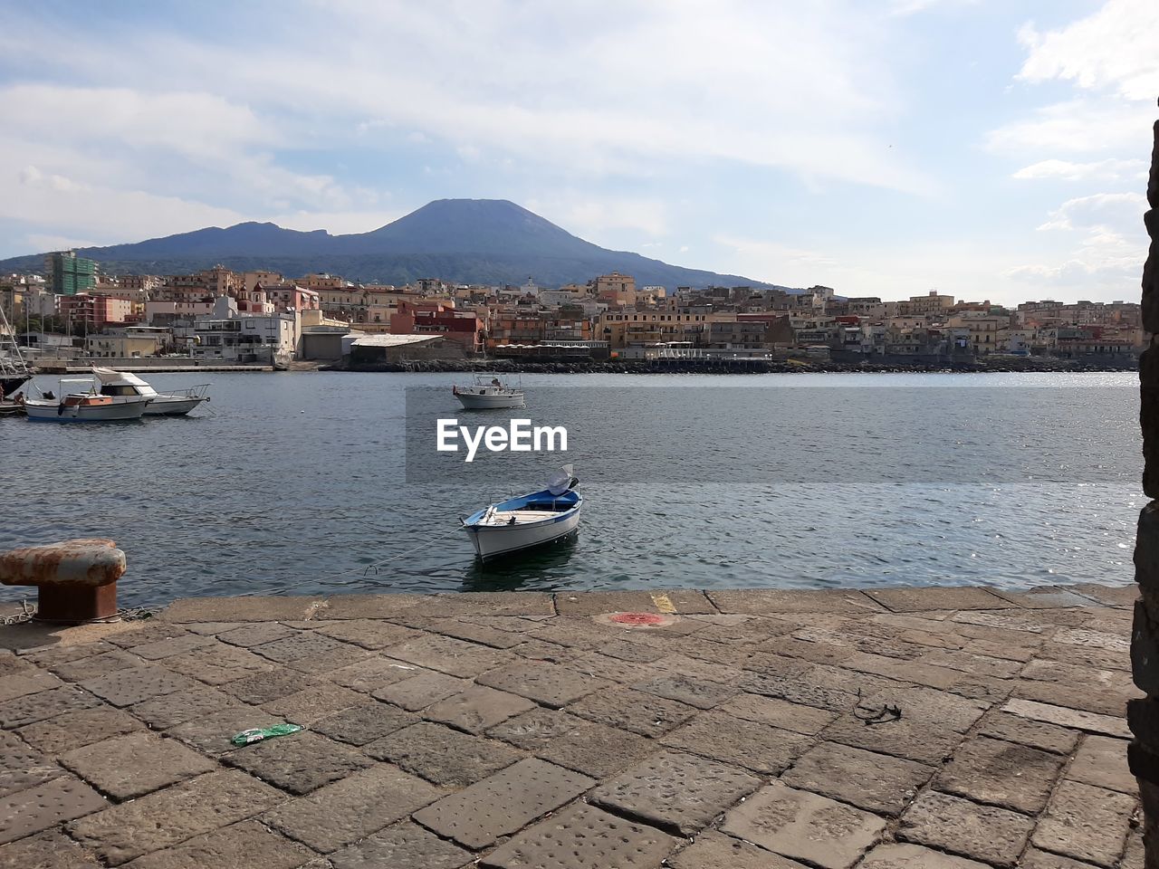 Boats moored in harbor