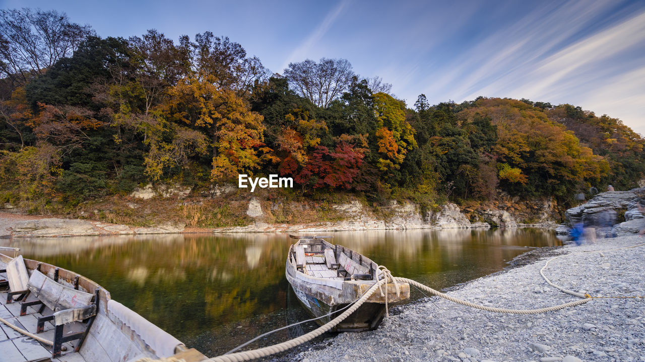 Scenic view of lake against sky during autumn