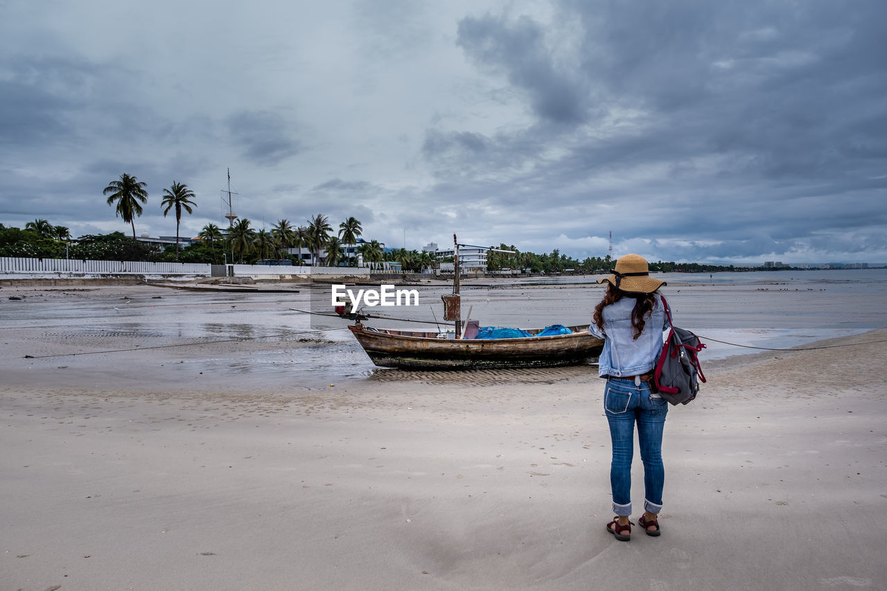 Full length of man on beach against sky