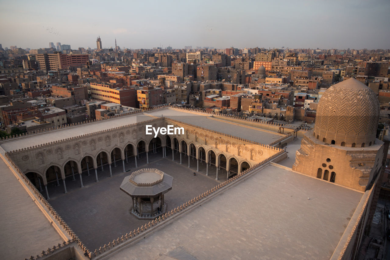 From above breathtaking square ornamental ancient roof of sultan al-mu ayyad mosque, egypt