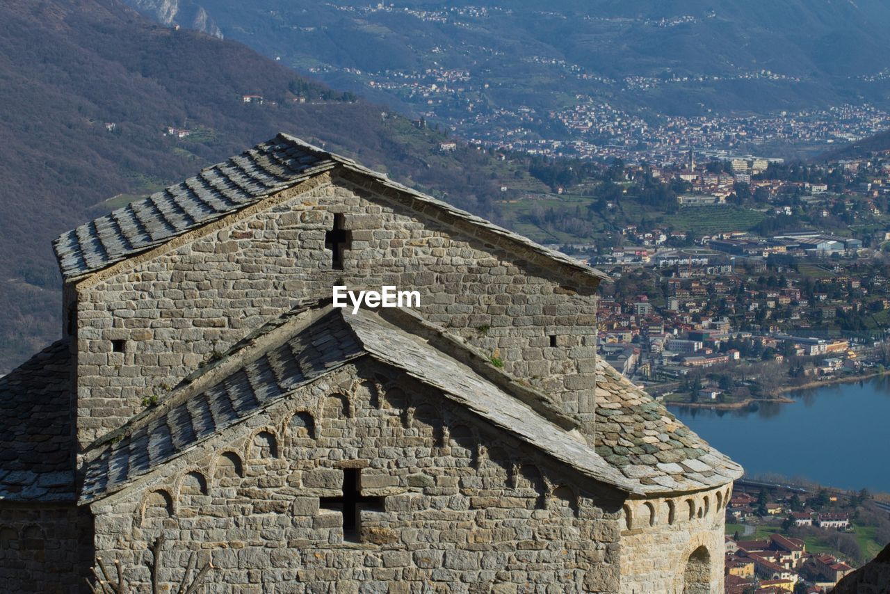 Low angle view of old building in city