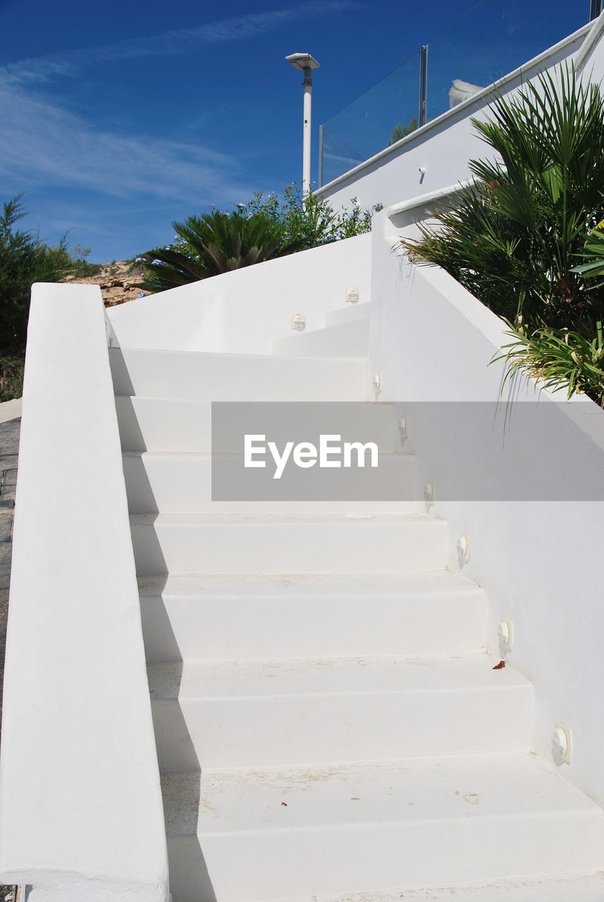 Low angle view of staircase against sky