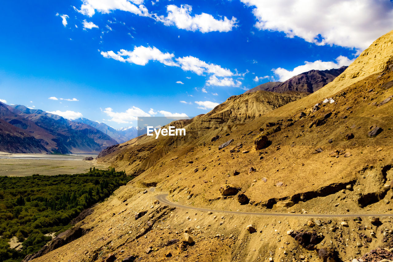 SCENIC VIEW OF MOUNTAIN AGAINST BLUE SKY