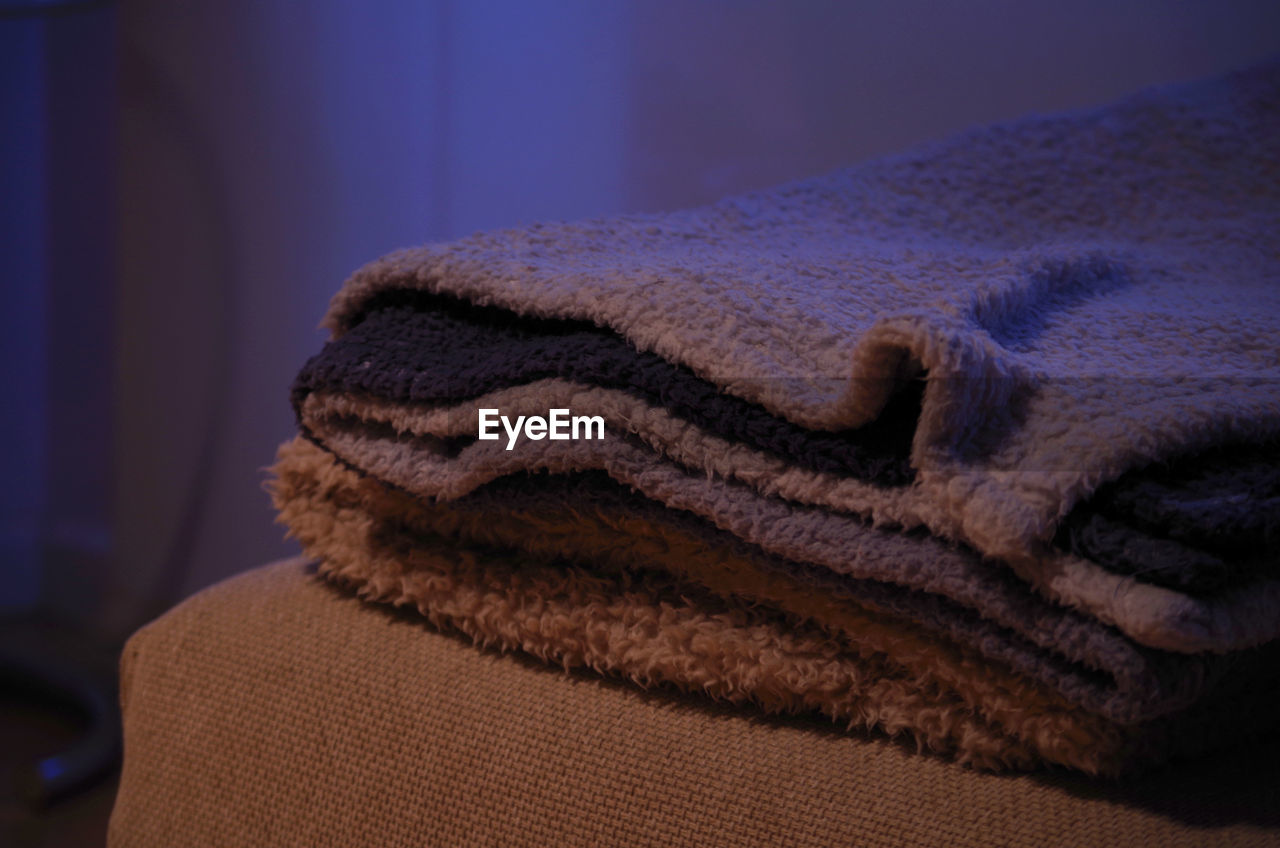 Close-up of blankets against blurred background