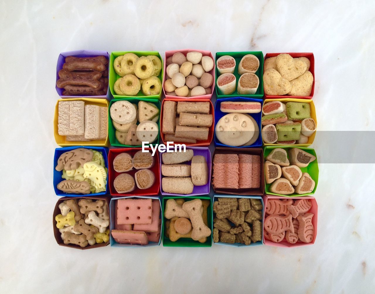 Directly above shot of cookies in containers