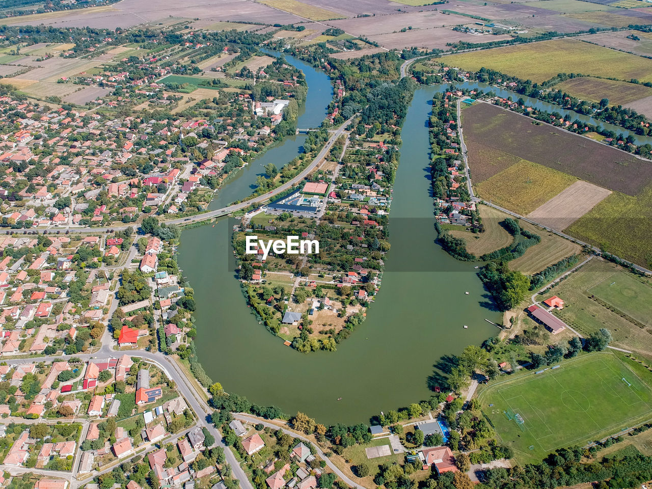 Aerial view of békésszentandrásm hungary