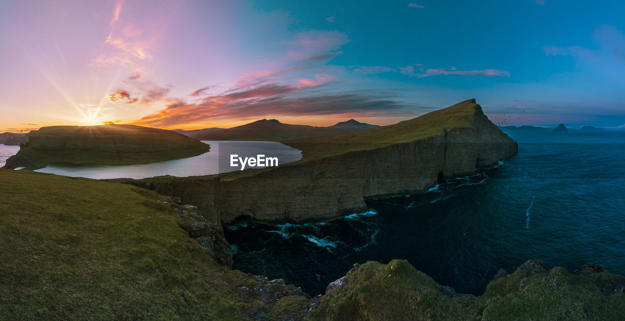 SCENIC VIEW OF SEA AGAINST SKY AT SUNSET