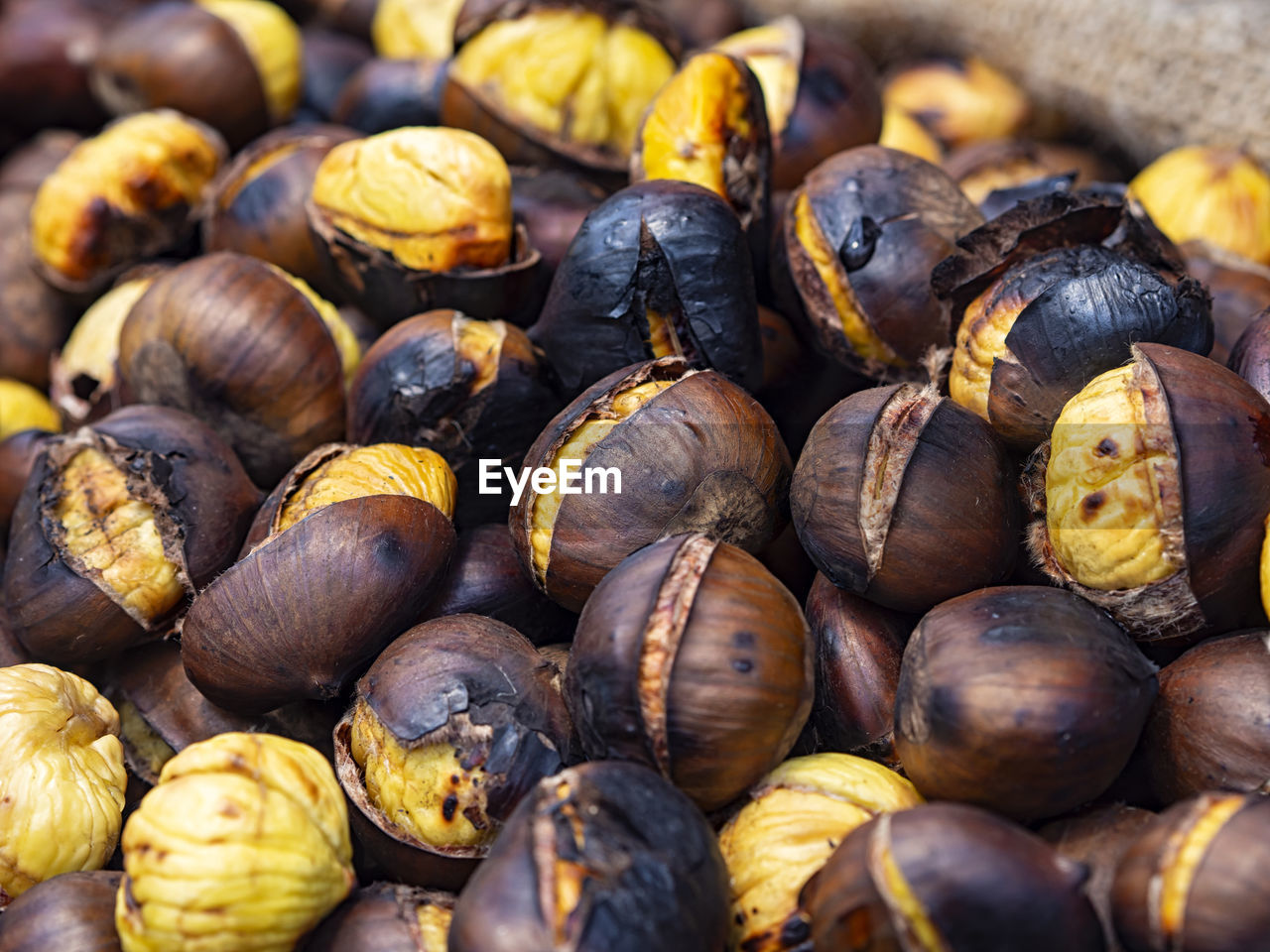 Close up of roasted chestnuts