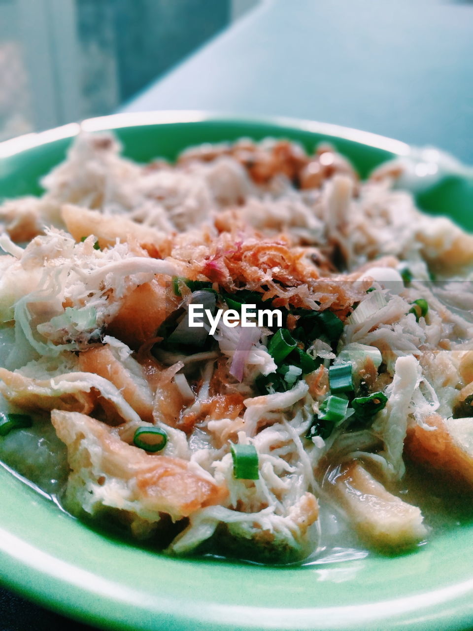 Close-up of meal served in plate on table