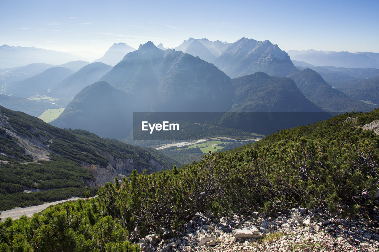 Scenic view of mountains against sky