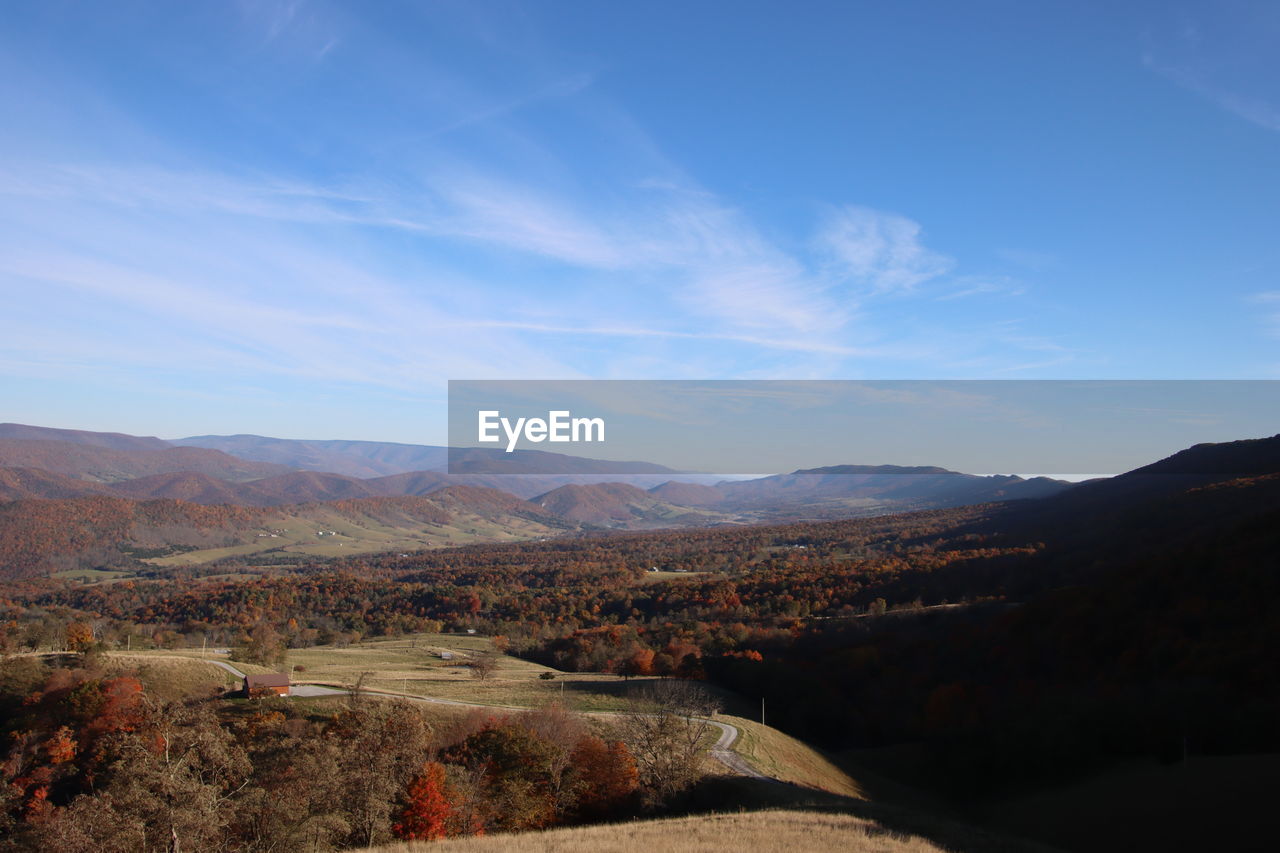 Scenic view of allegheny mountains against sky