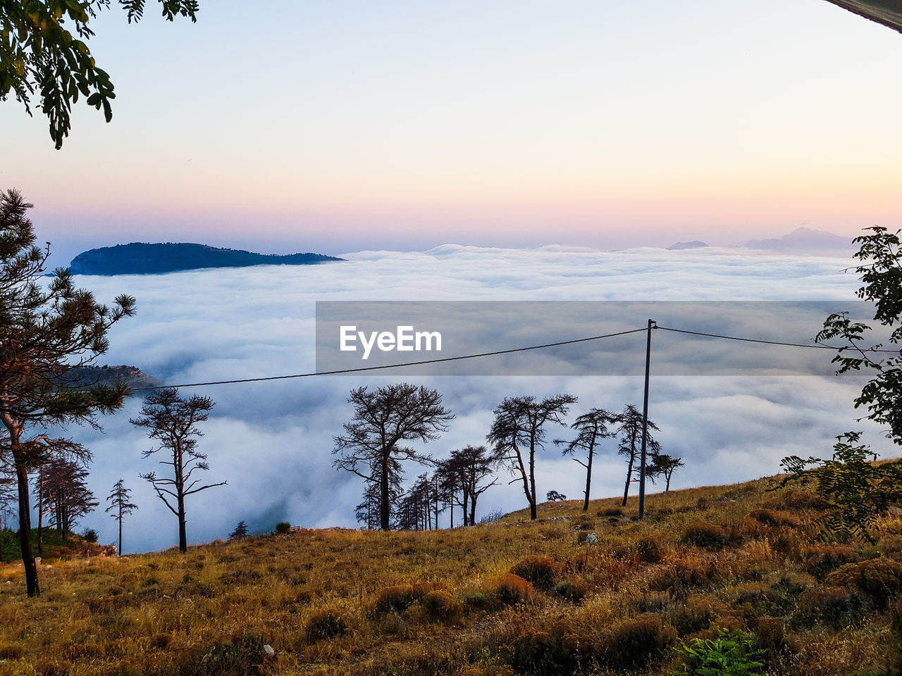 Scenic view of landscape against sky during sunset