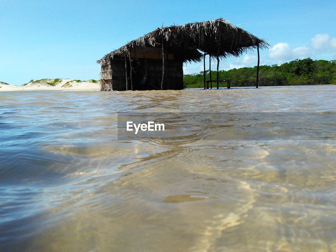 BUILT STRUCTURE ON BEACH AGAINST SKY