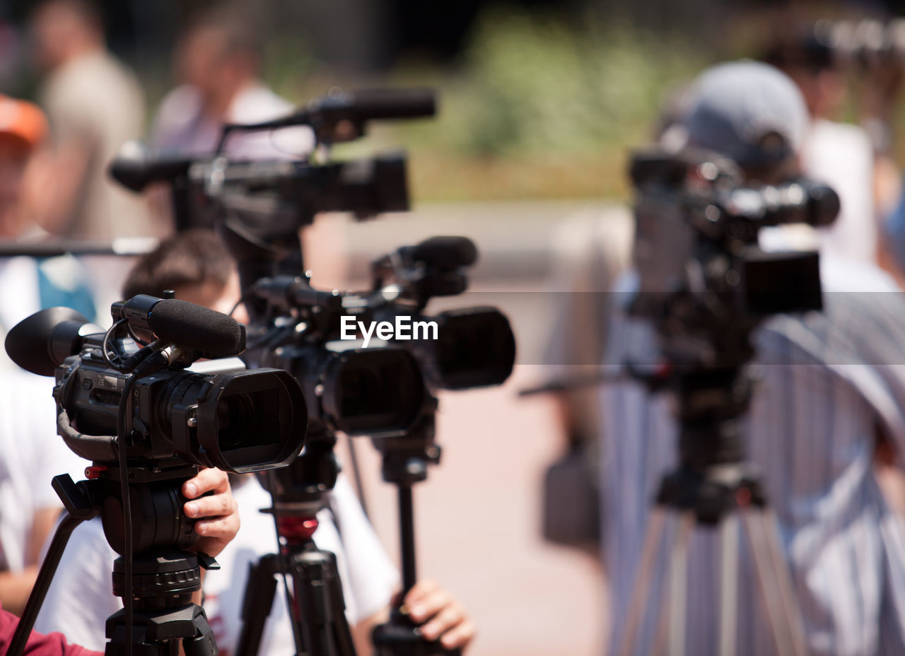 Close-up of home video camera in event