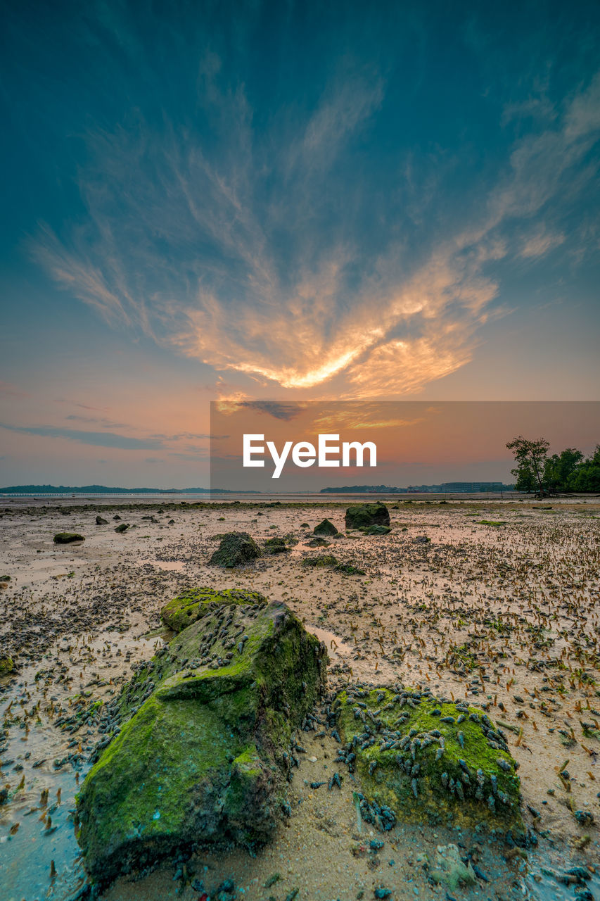 SCENIC VIEW OF BEACH DURING SUNSET