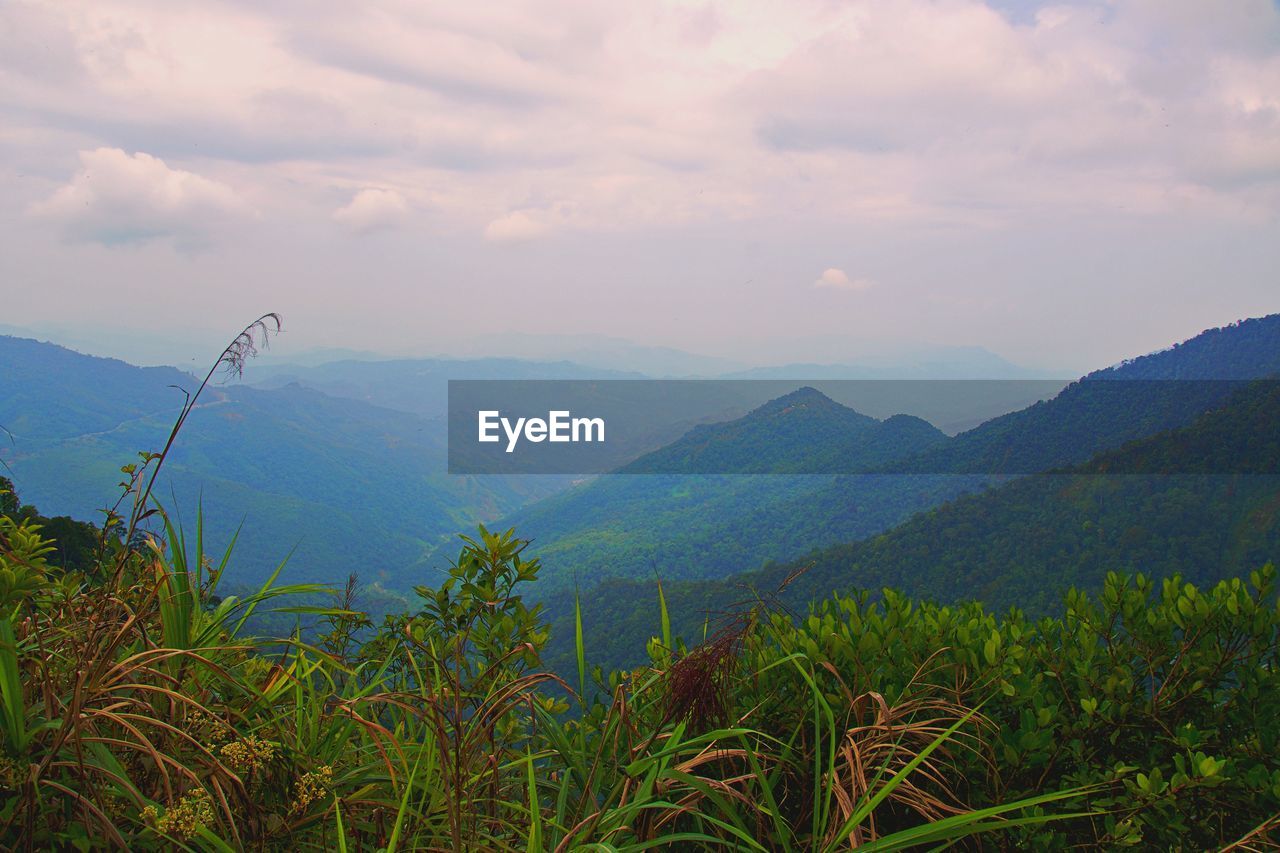 Scenic view of mountains against sky