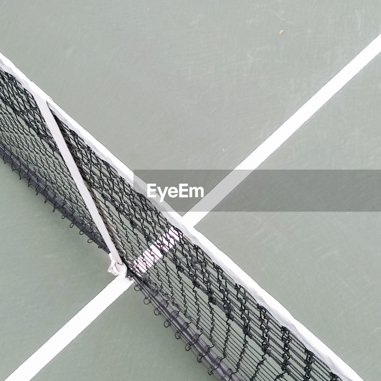 High angle view of tennis net in court