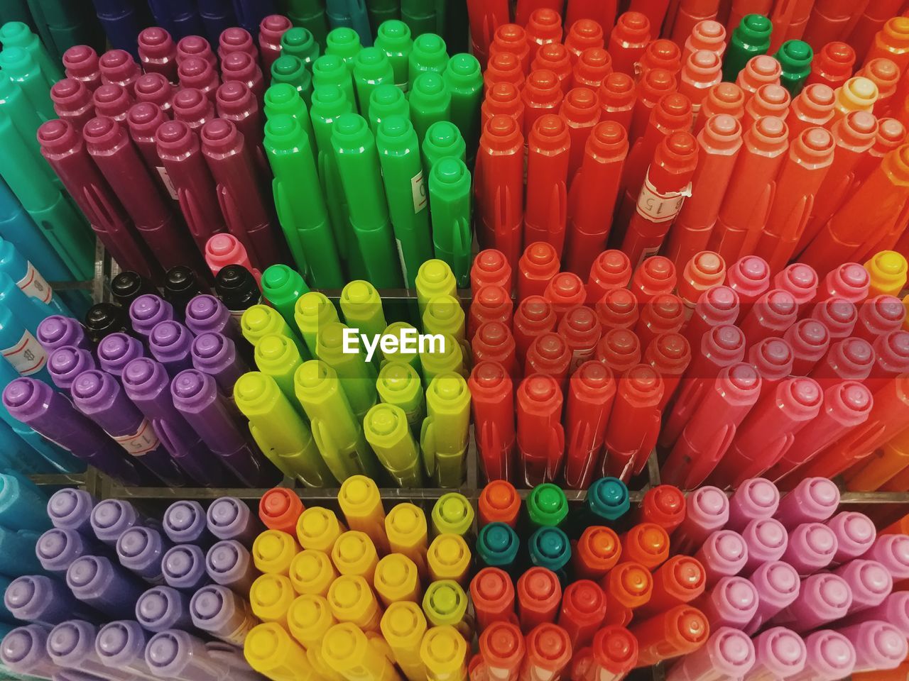 Full frame shot of colorful pens