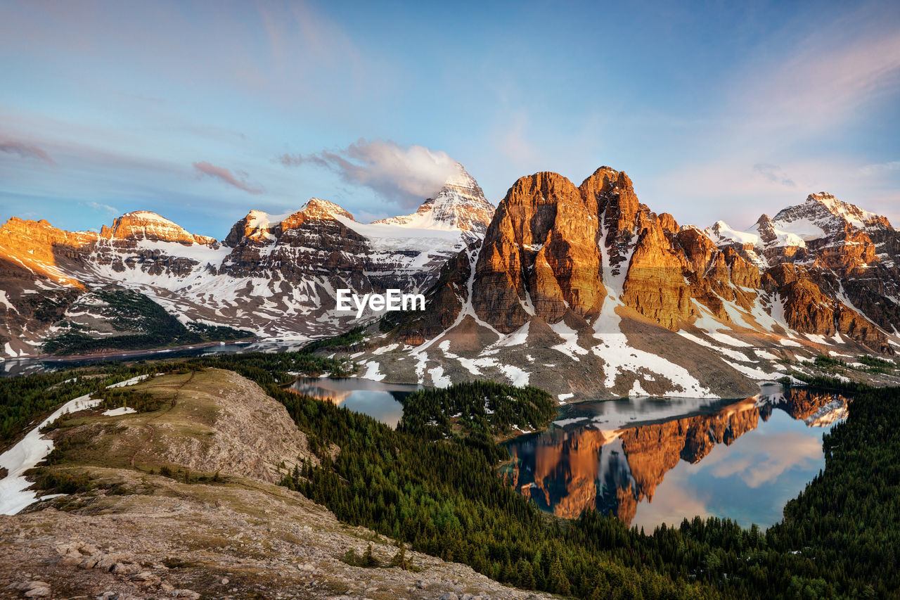 Panoramic view of snowcapped mountains against sky