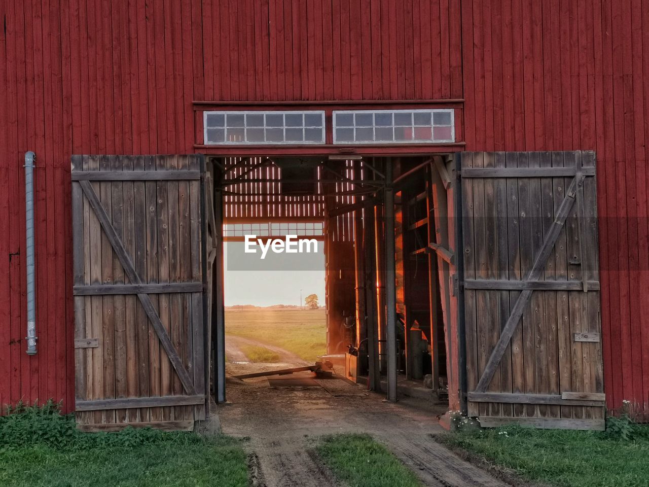 Wooden door of barn