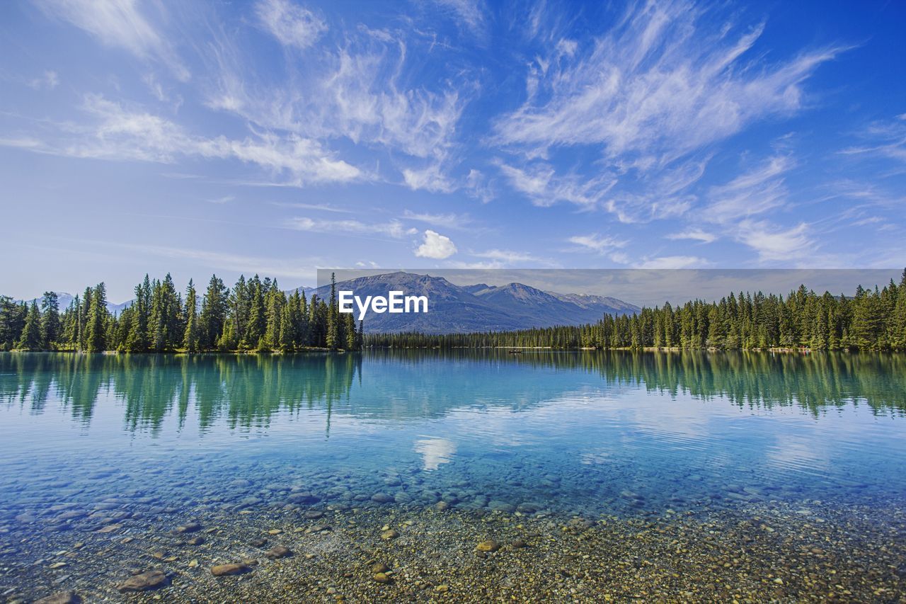 scenic view of lake against sky during winter