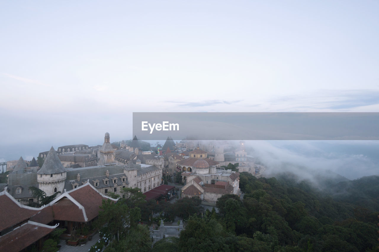 High angle view of townscape against sky