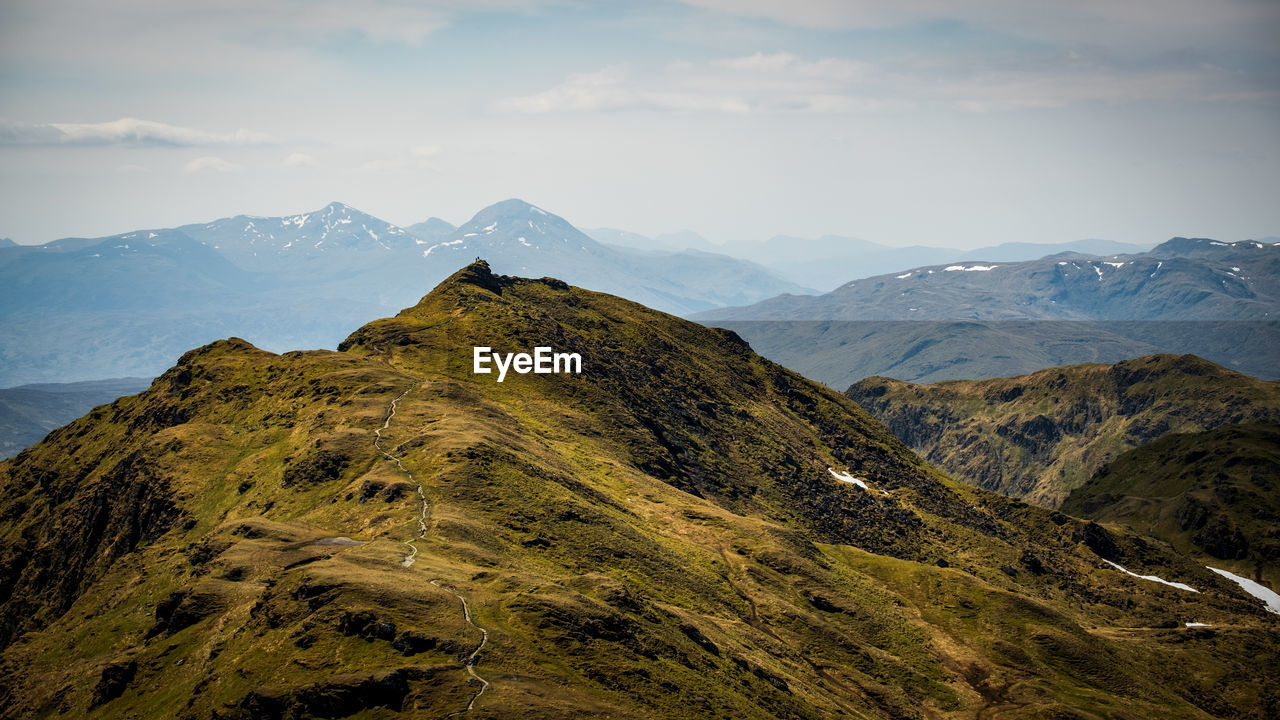Scenic view of mountains against sky