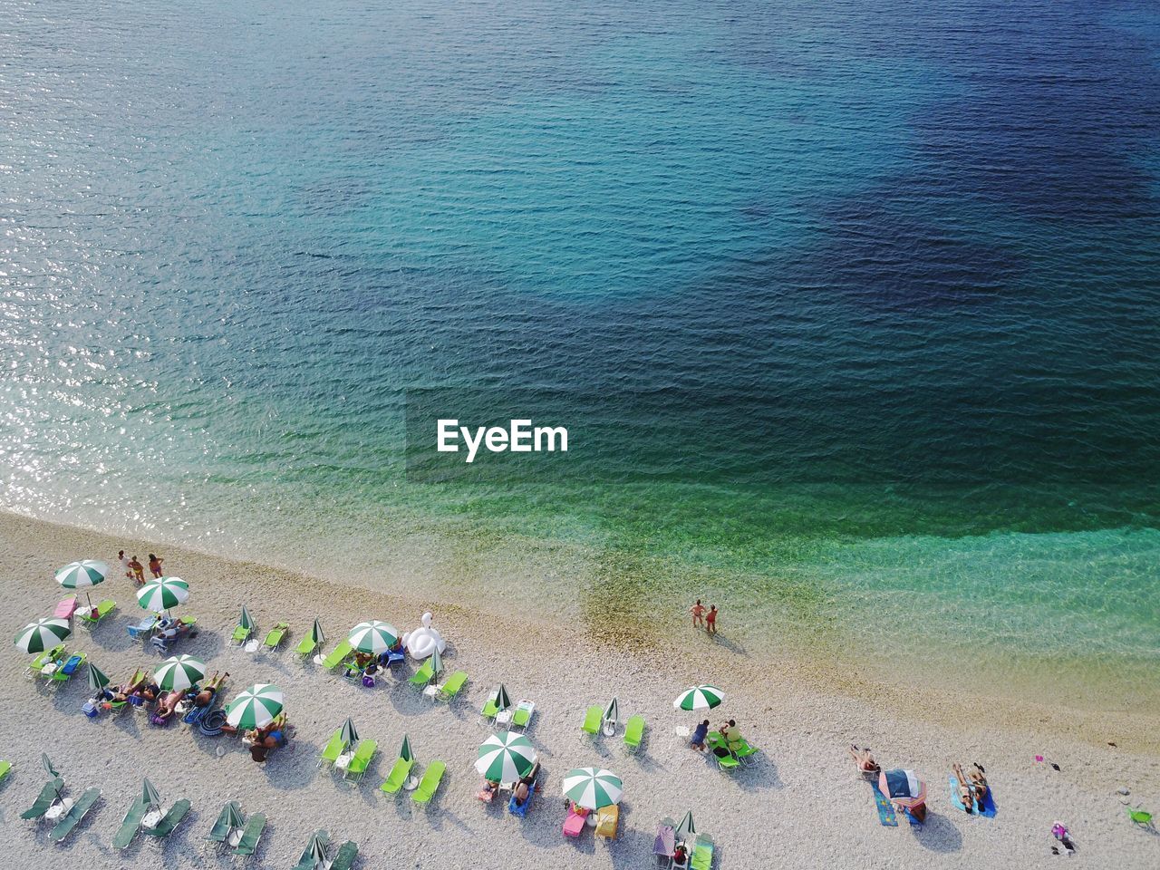 High angle view of people at beach