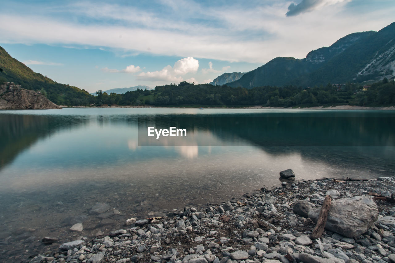 Scenic view of lake against sky