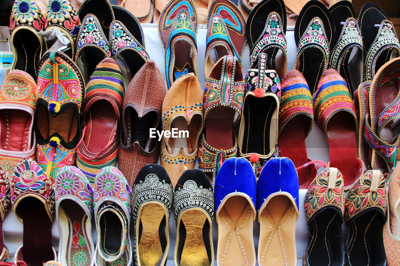 PANORAMIC SHOT OF MULTI COLORED MARKET STALL