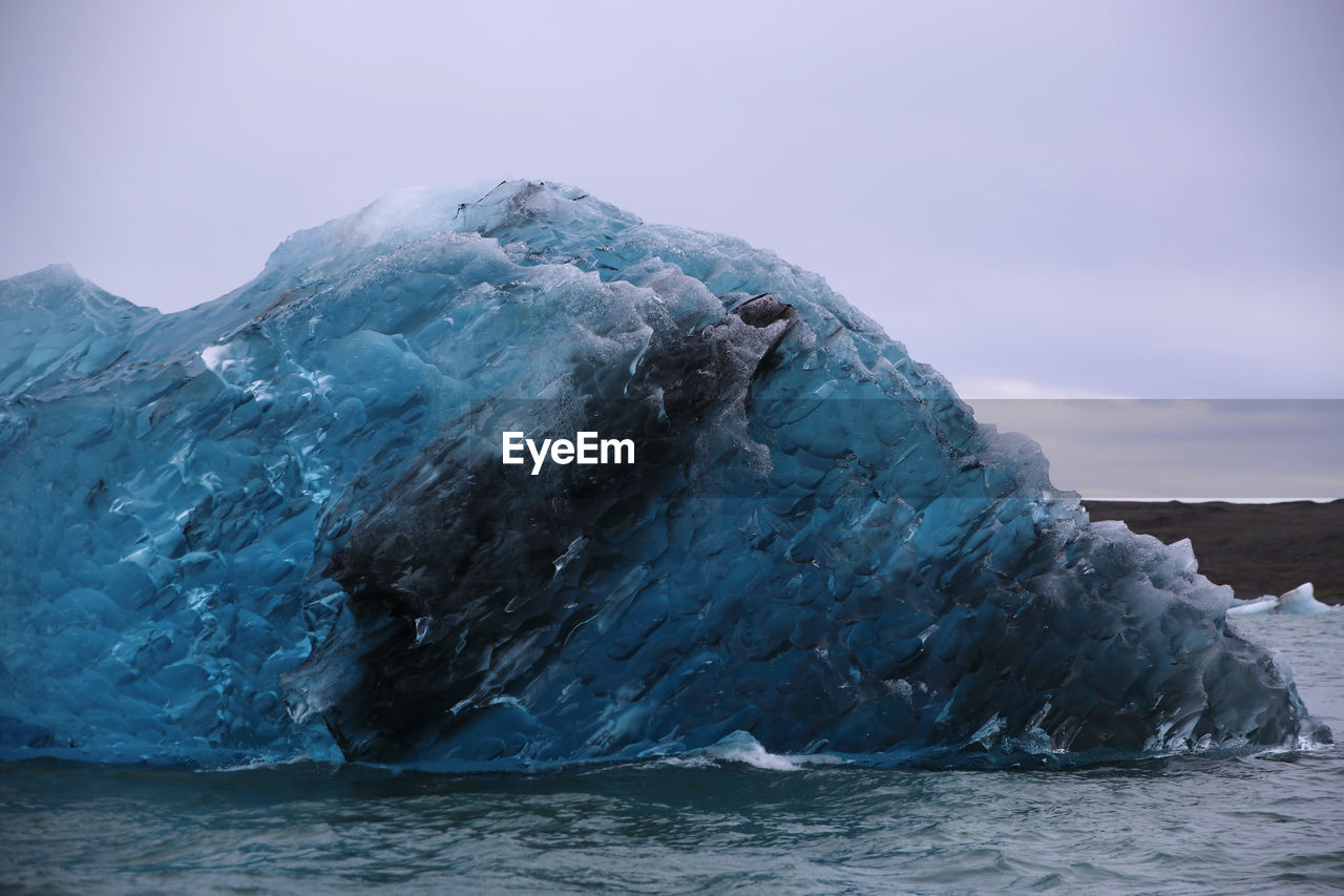 FROZEN SEA AGAINST SKY DURING WINTER