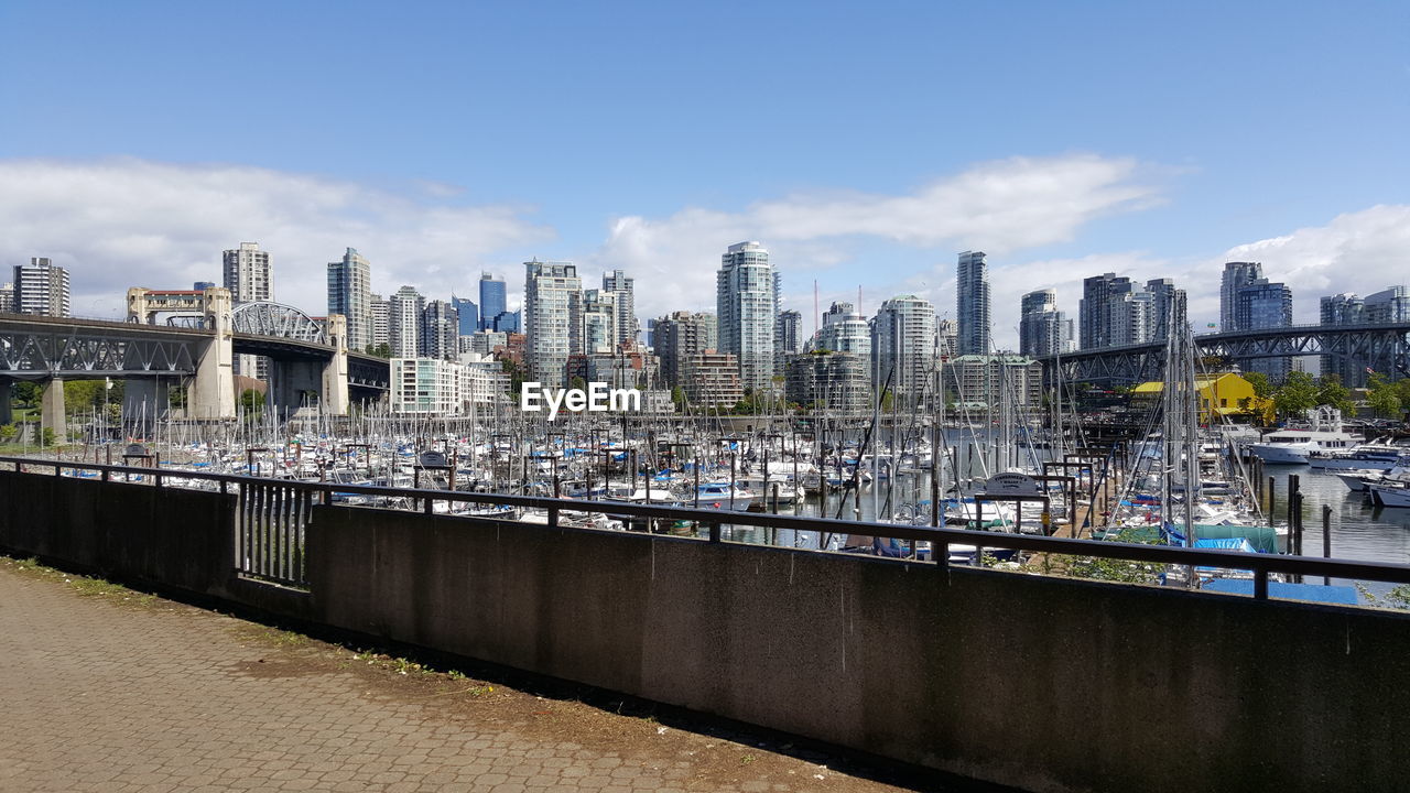 River amidst buildings against sky in city