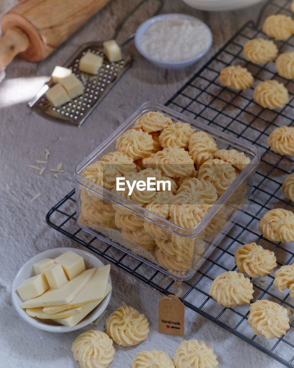 High angle view of food on table