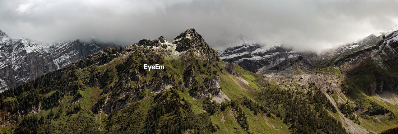 panoramic view of mountain range against sky