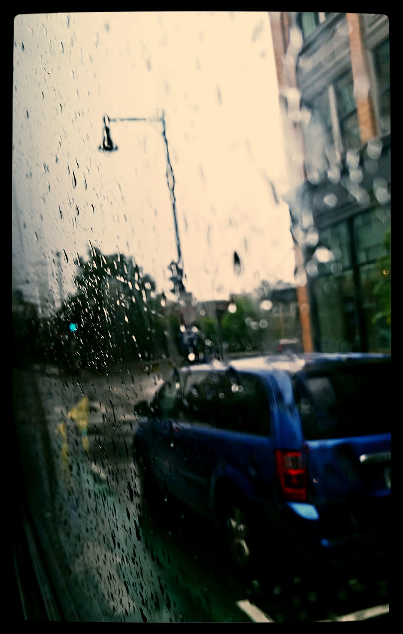 VIEW OF RAIN DROPS ON ROAD