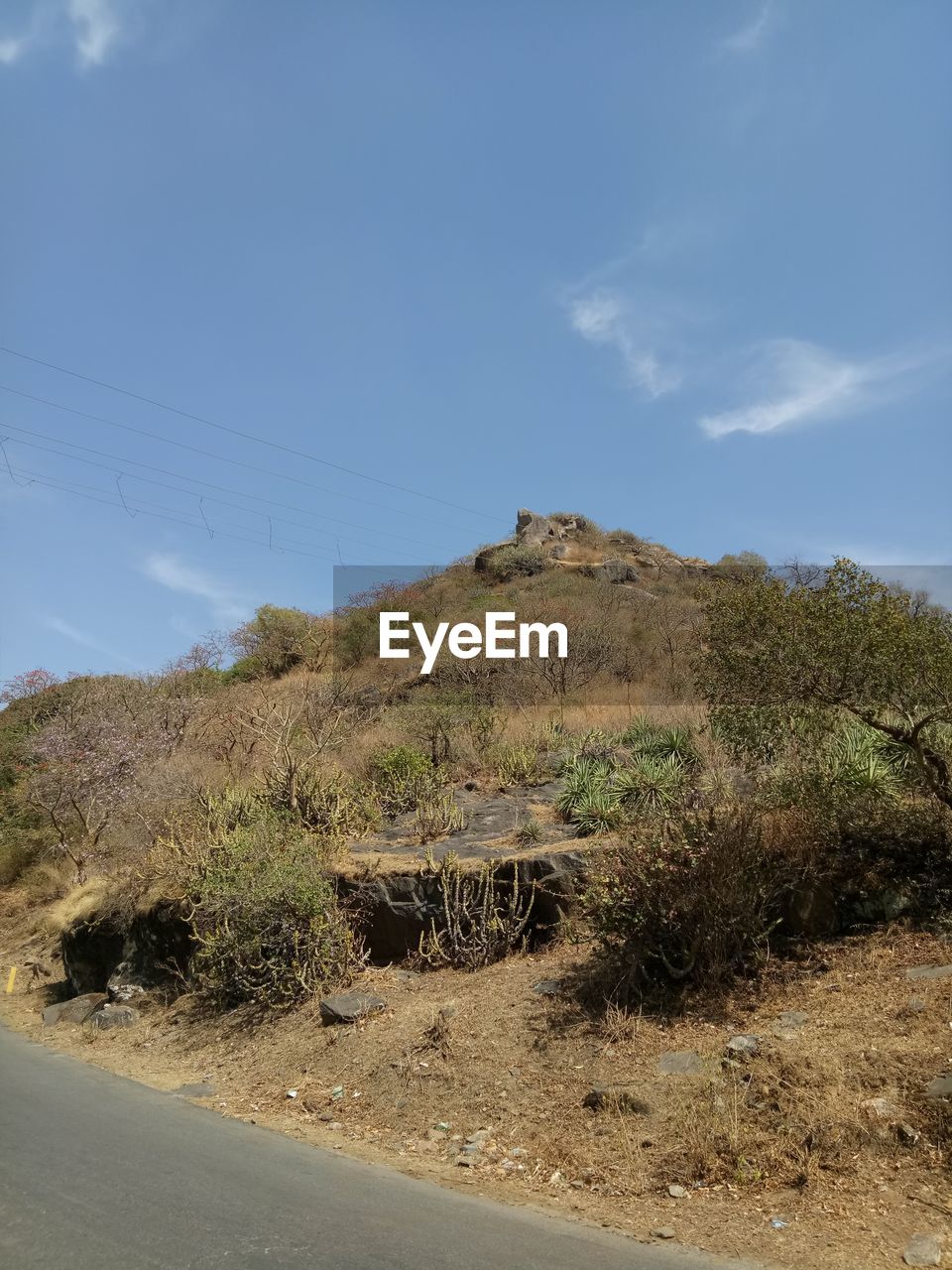 Scenic view of landscape against blue sky