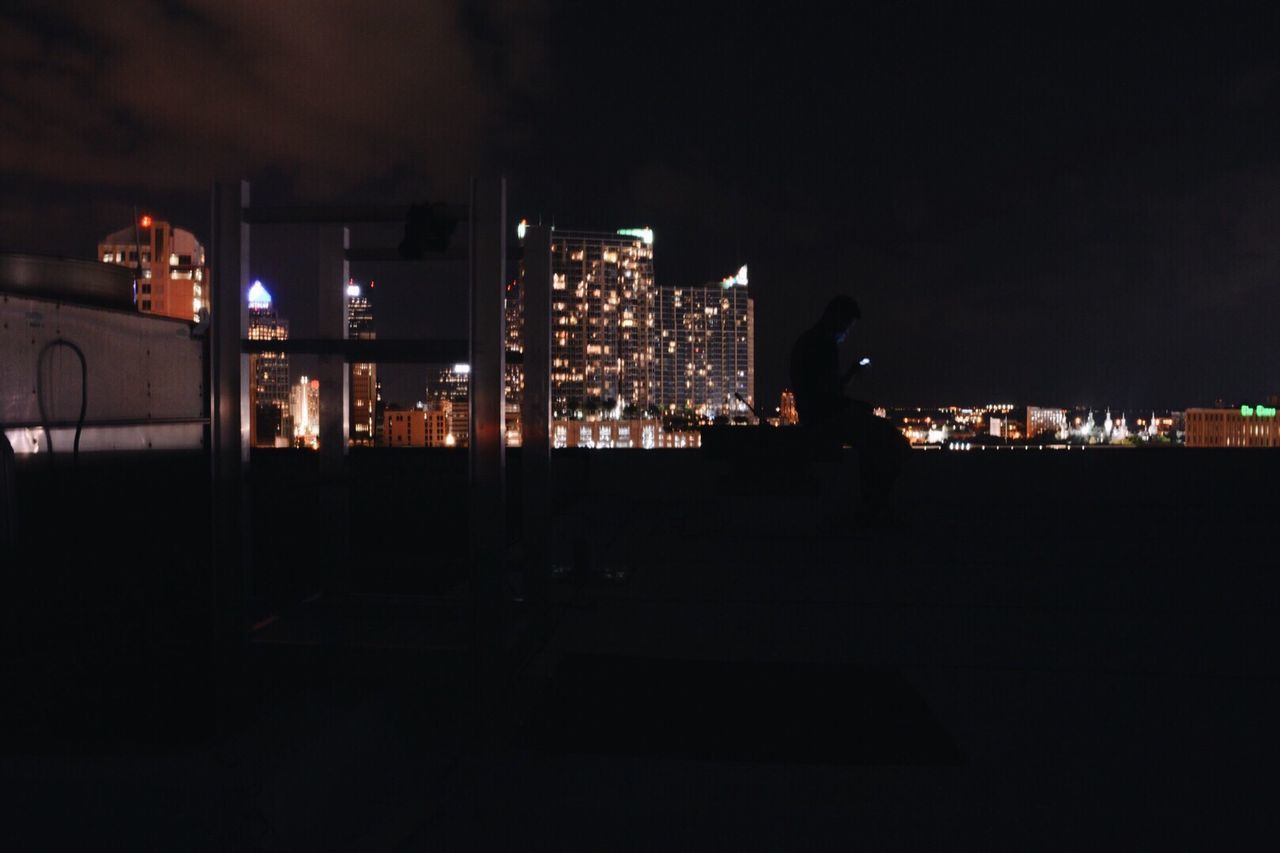 VIEW OF ILLUMINATED BUILDINGS AT NIGHT