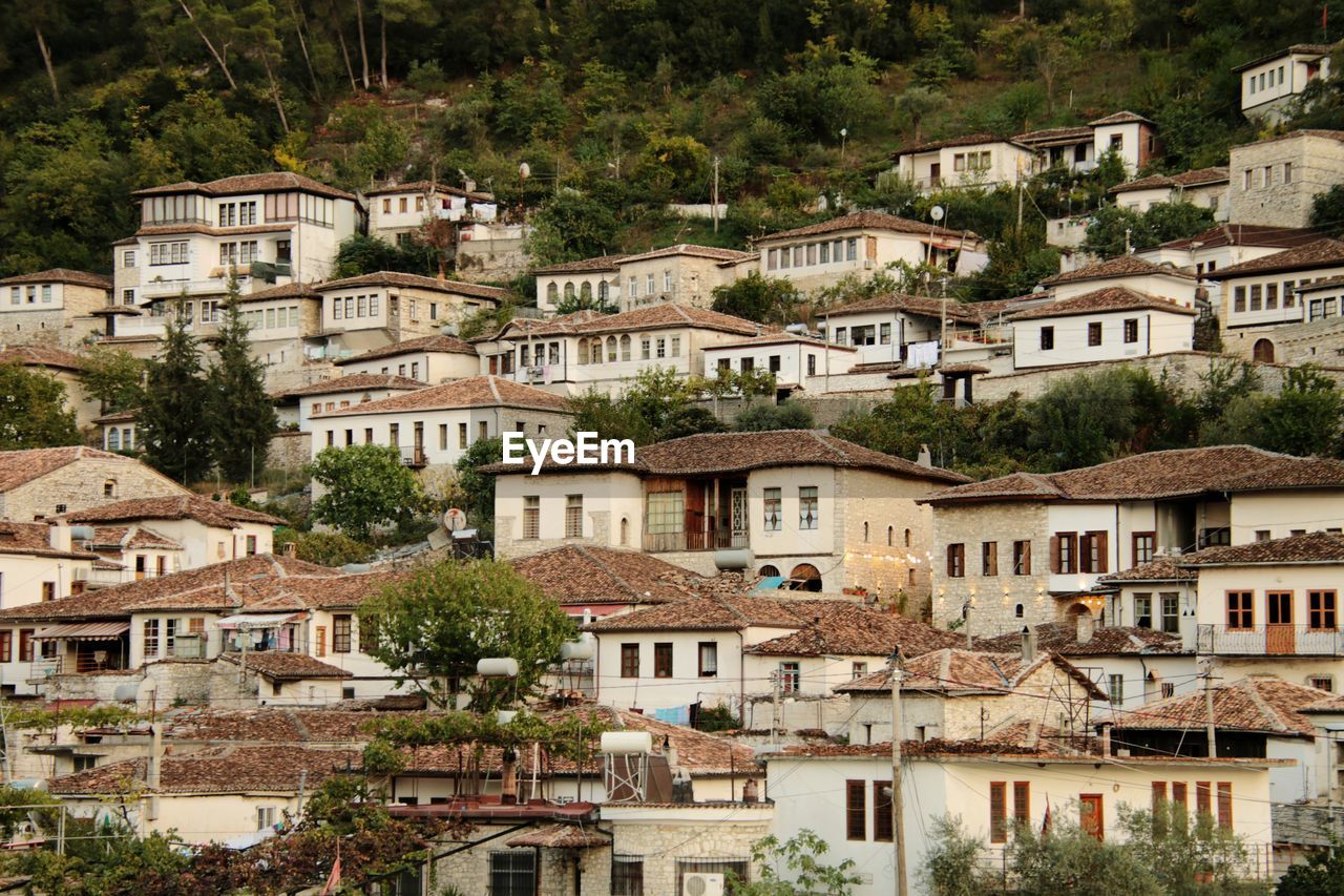 High angle view of townscape in berat