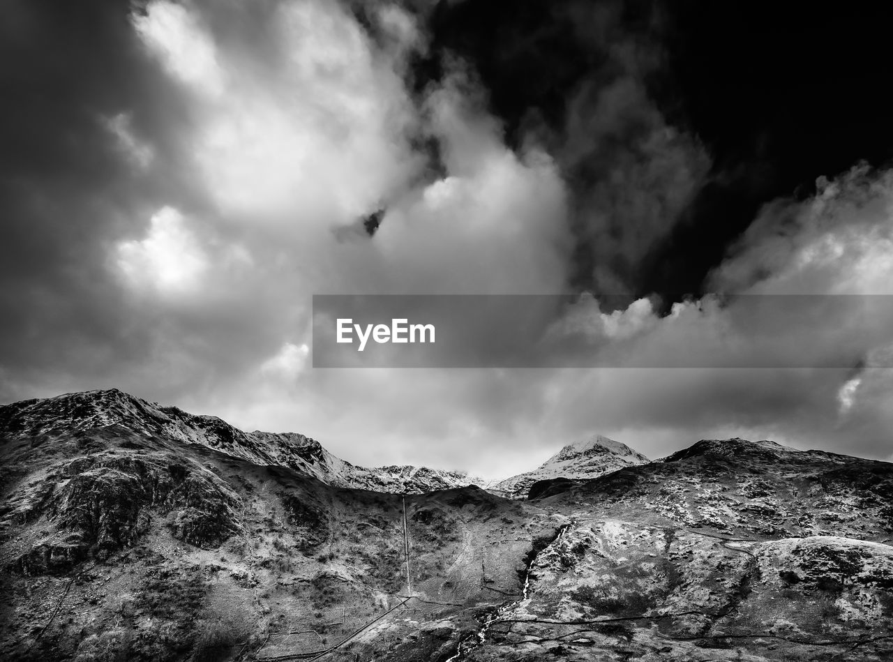 SCENIC VIEW OF MOUNTAINS AGAINST CLOUDY SKY