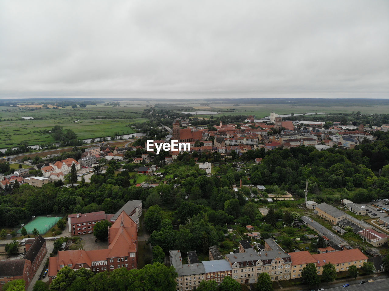Aerial view of hanseatic league anklam a town in mecklenburg-vorpommern, germany. 