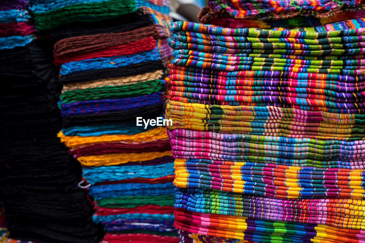 Colorful textiles for sale at market