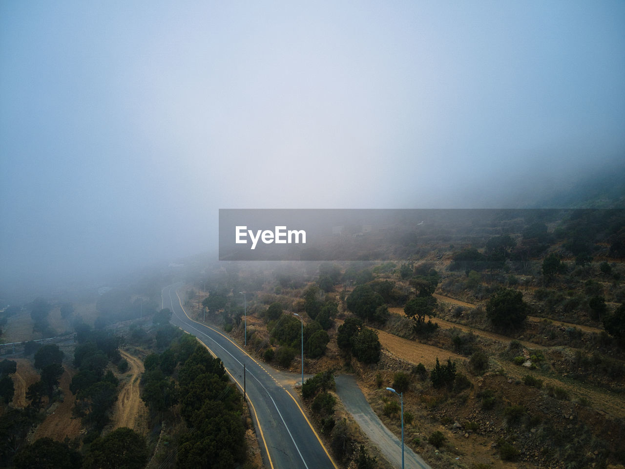 Aerial view of landscape against clear sky