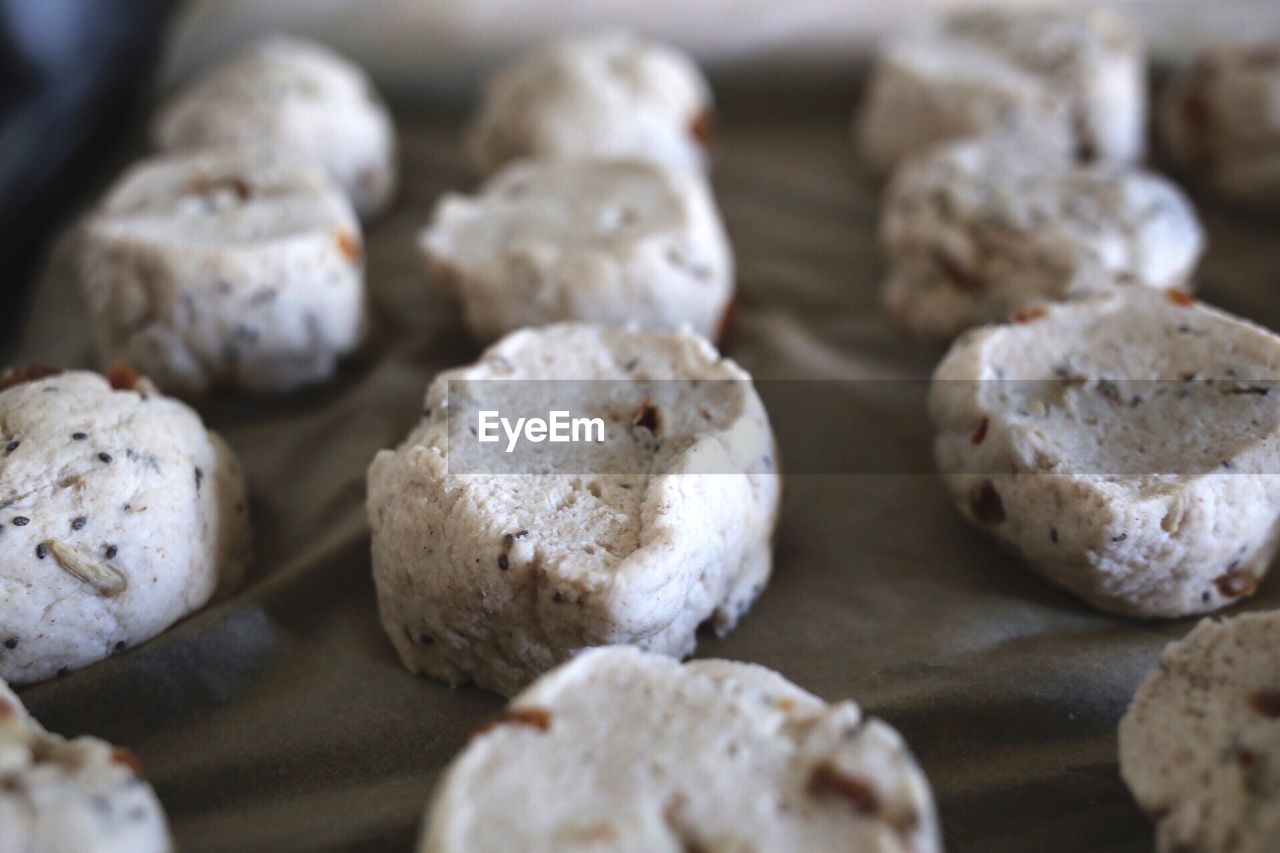 High angle view of yeast dough