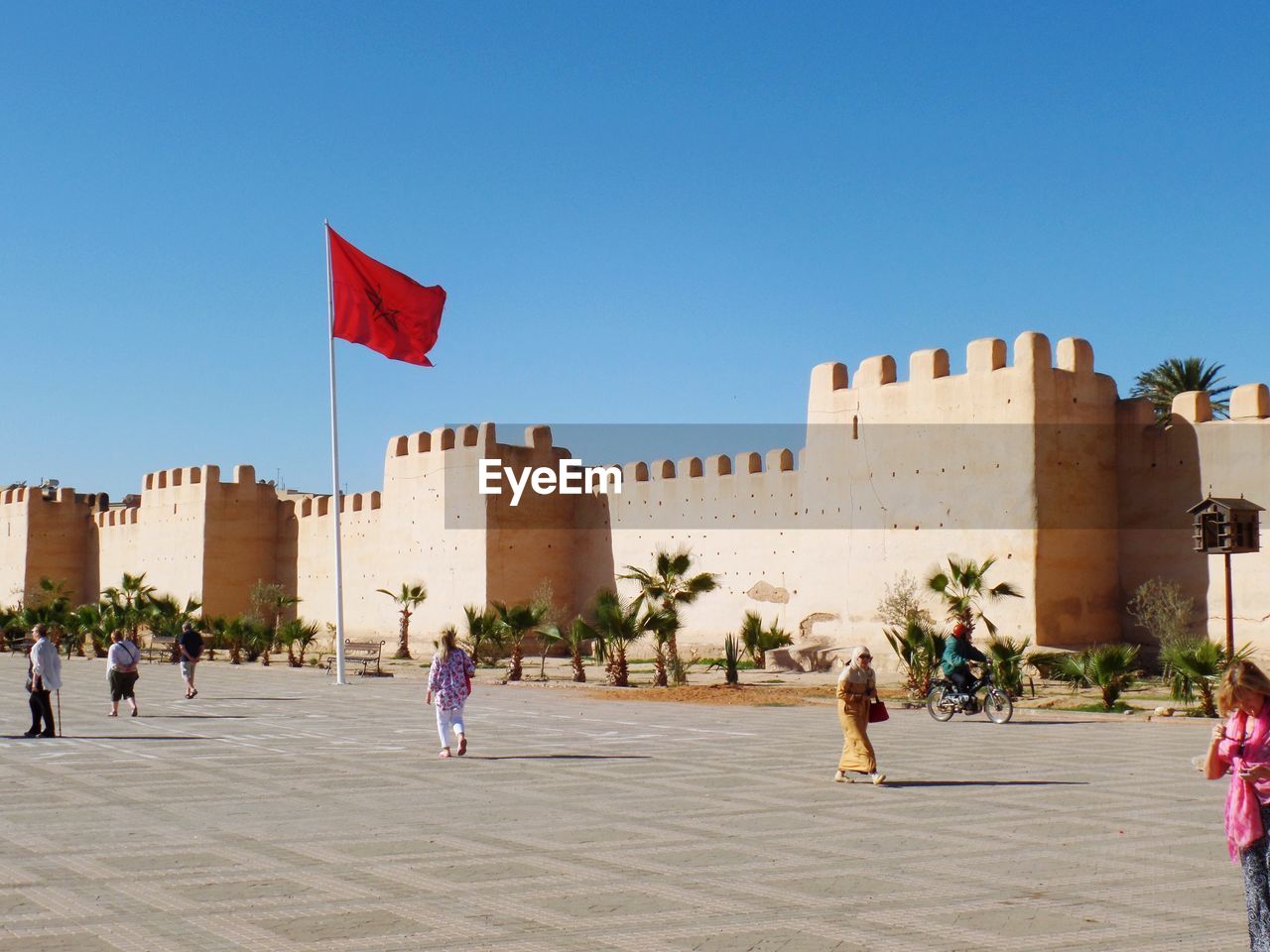 View of flags against clear sky